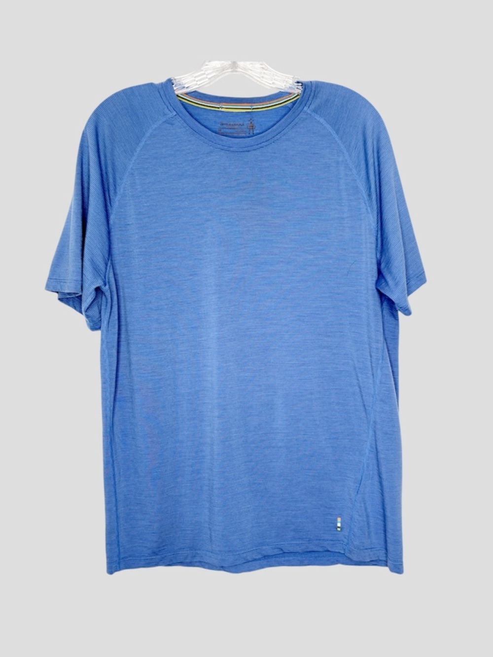 Smartwool 150 Merino Wool Striped T-Shirt Medium M Blue Gray Hiking Base Layer - Picture 2 of 14